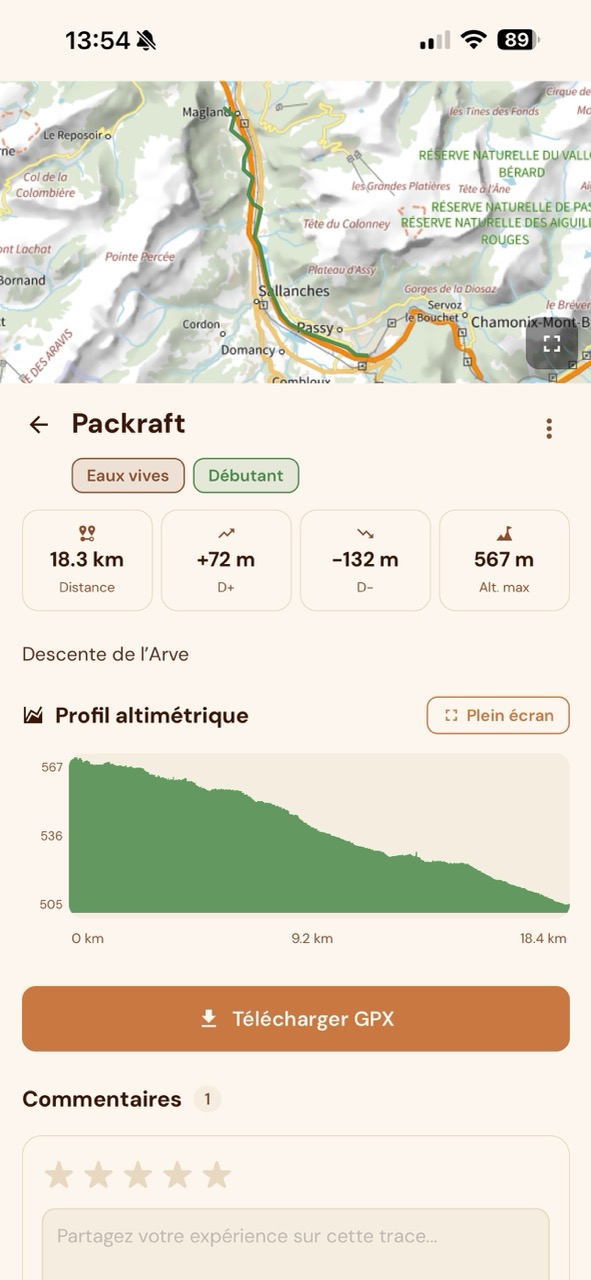 Fiche trace communautaire GPX